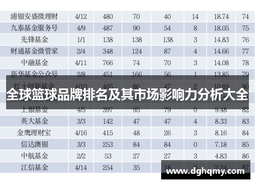 全球篮球品牌排名及其市场影响力分析大全